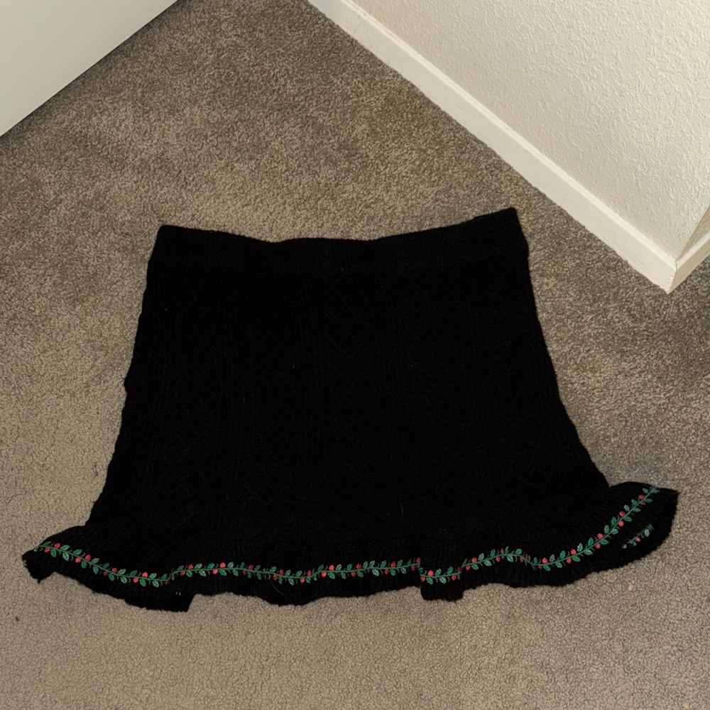 Sugar Thrillz Knit Black Skirt with Colorful Trim